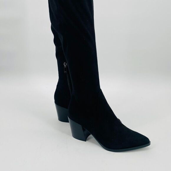 Marc Fisher Size 6M Black Over the Knee Suede Cathi Boot Pointed Toe Heeled - Picture 8 of 12